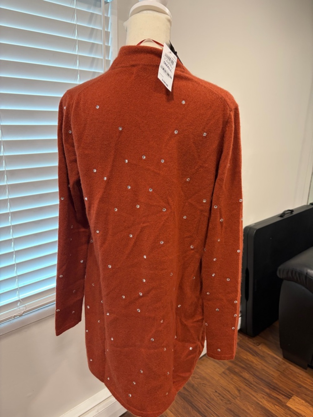Charter Club Rust Open-Front Rhinestone Cardigan - Picture 2 of 4